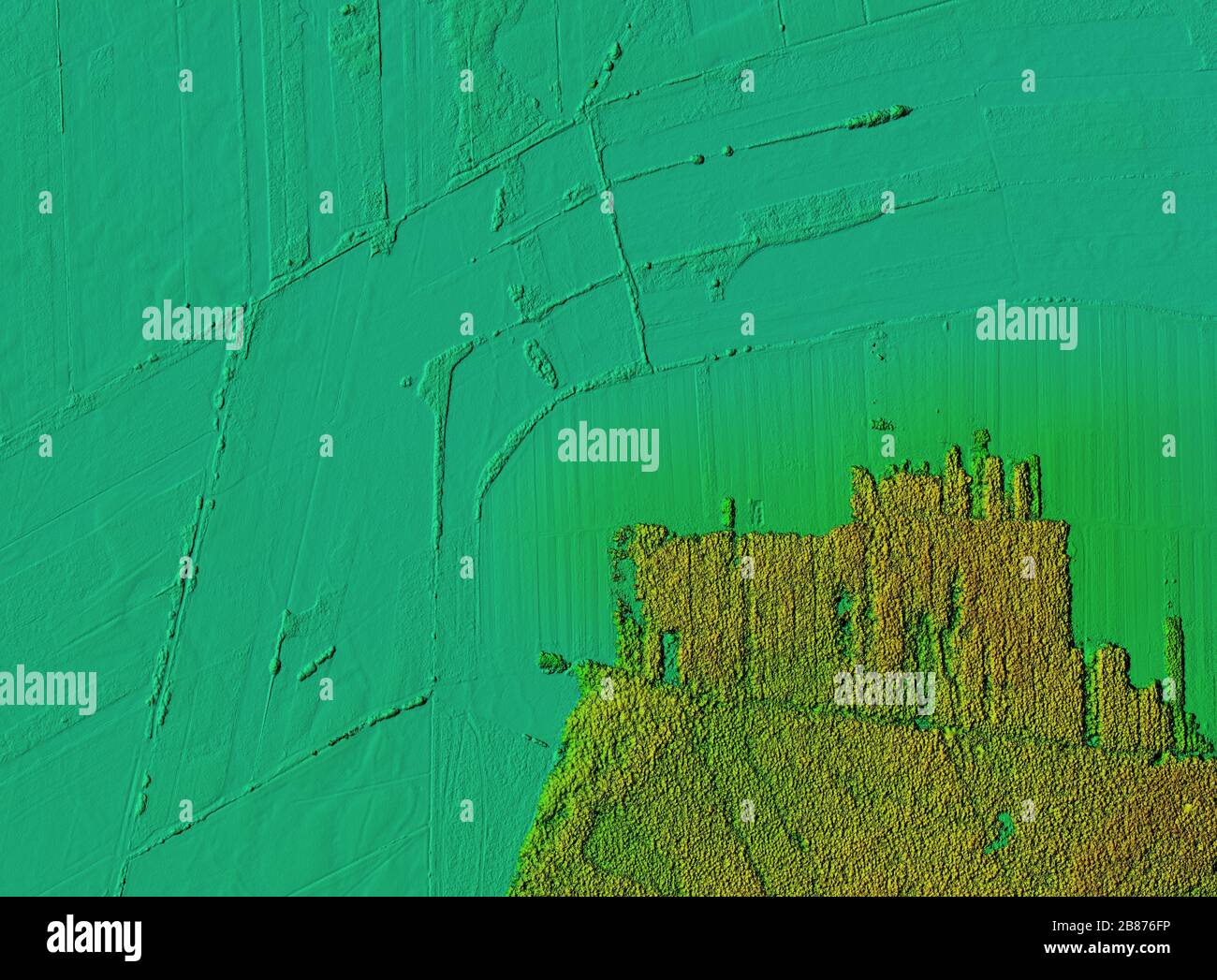 DEM digital elevation model. Product made after proccesing pictures taken from a drone. It