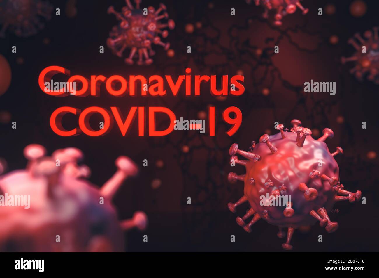 COVID-19 Coronavirus 2019-nCov novel coronavirus background ,responsible for world flu outbreak and STOP coronavirus pandemic. virus close up concept Stock Photo