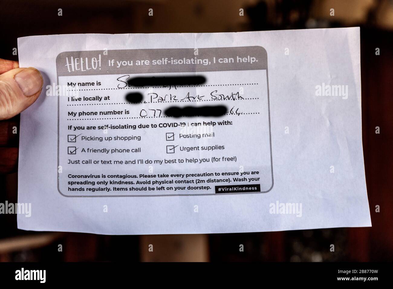 Friendly Neighbour High Resolution Stock Photography And Images Alamy https www alamy com northampton uk coronavirus 20th march 2020 community spirit shown during the biggest public health emergency in a generation as stated by our prime minister despite warnings about social distancing and uncertainty people are still prepared to help others pictured a note dropped through the letterbox early this morning by a neighbour credit keith j smithalamy live news image349283785 html