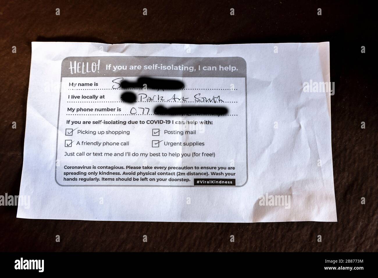 Friendly Neighbour High Resolution Stock Photography And Images Alamy https www alamy com northampton uk coronavirus 20th march 2020 community spirit shown during the biggest public health emergency in a generation as stated by our prime minister despite warnings about social distancing and uncertainty people are still prepared to help others pictured a note dropped through the letterbox early this morning by a neighbour credit keith j smithalamy live news image349283864 html