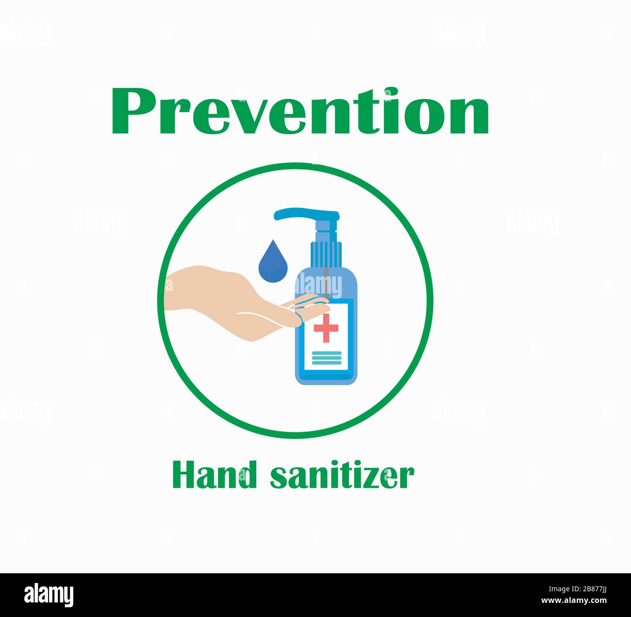 Illustration vector hand and antiseptic, prevention Stock Vector