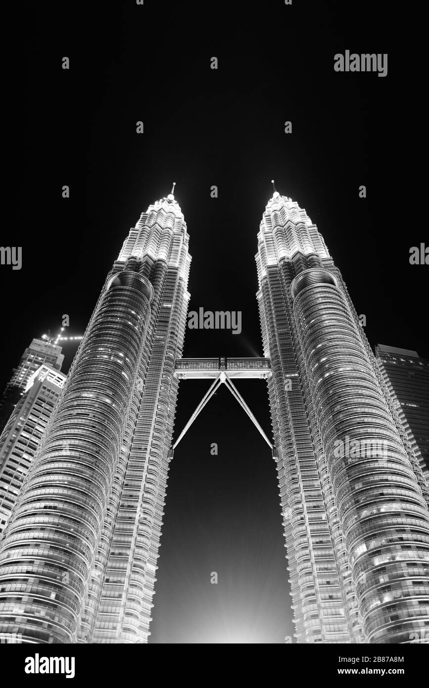 Petronas tower night Black and White Stock Photos & Images - Alamy