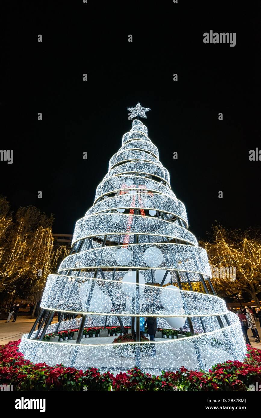 Christmass mood in athens by night Stock Photo