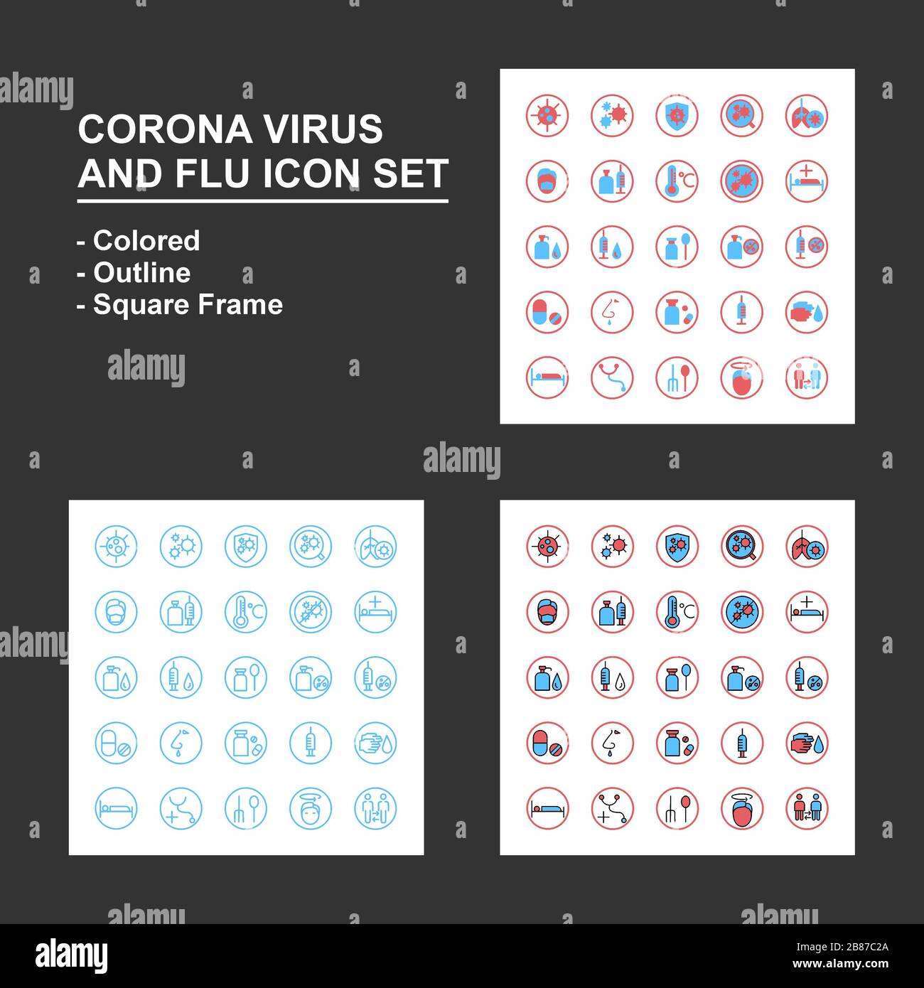 Corona Virus Icon Set. Bundle of various icon style. Colored icon set ...