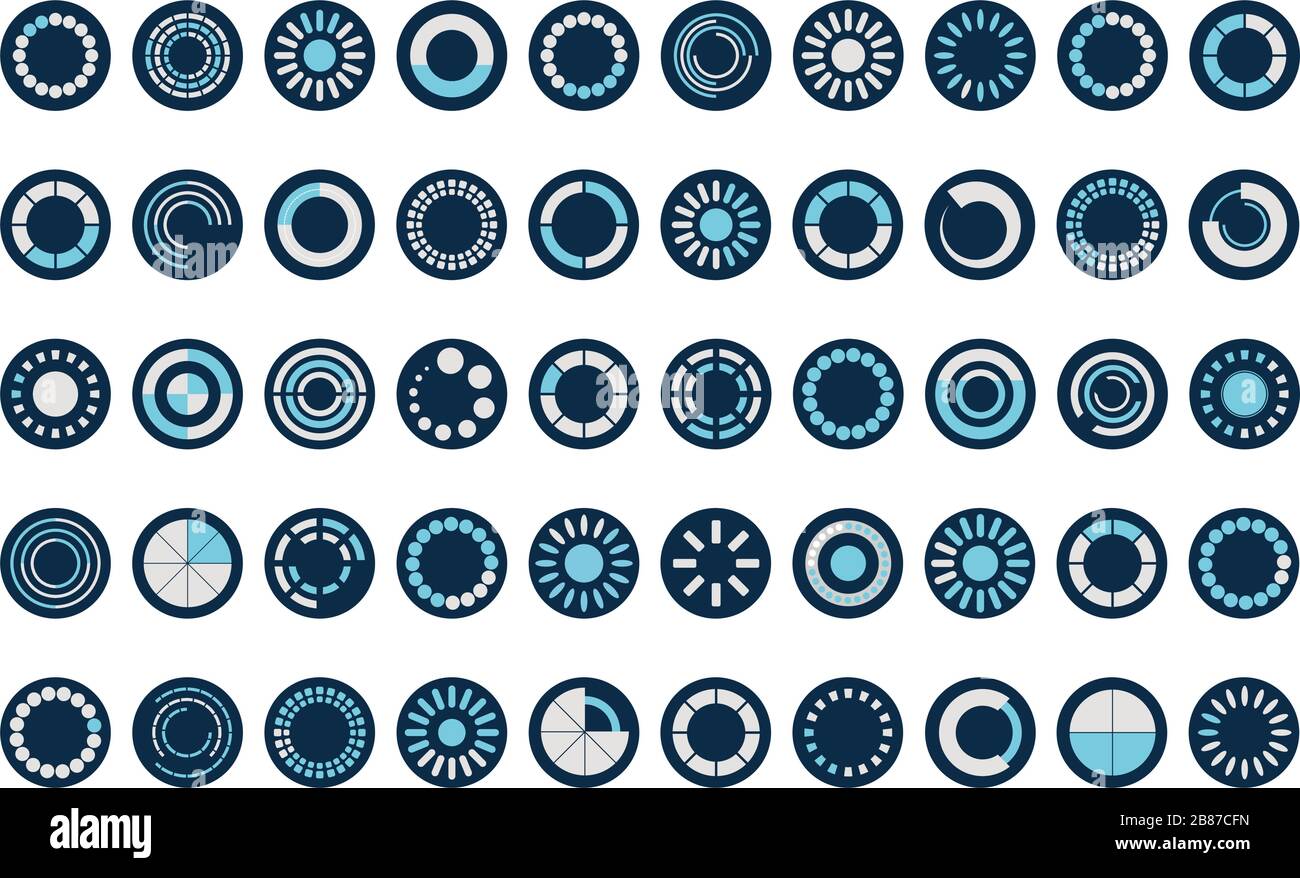 loading circles block style icon set vector design Stock Vector Image ...