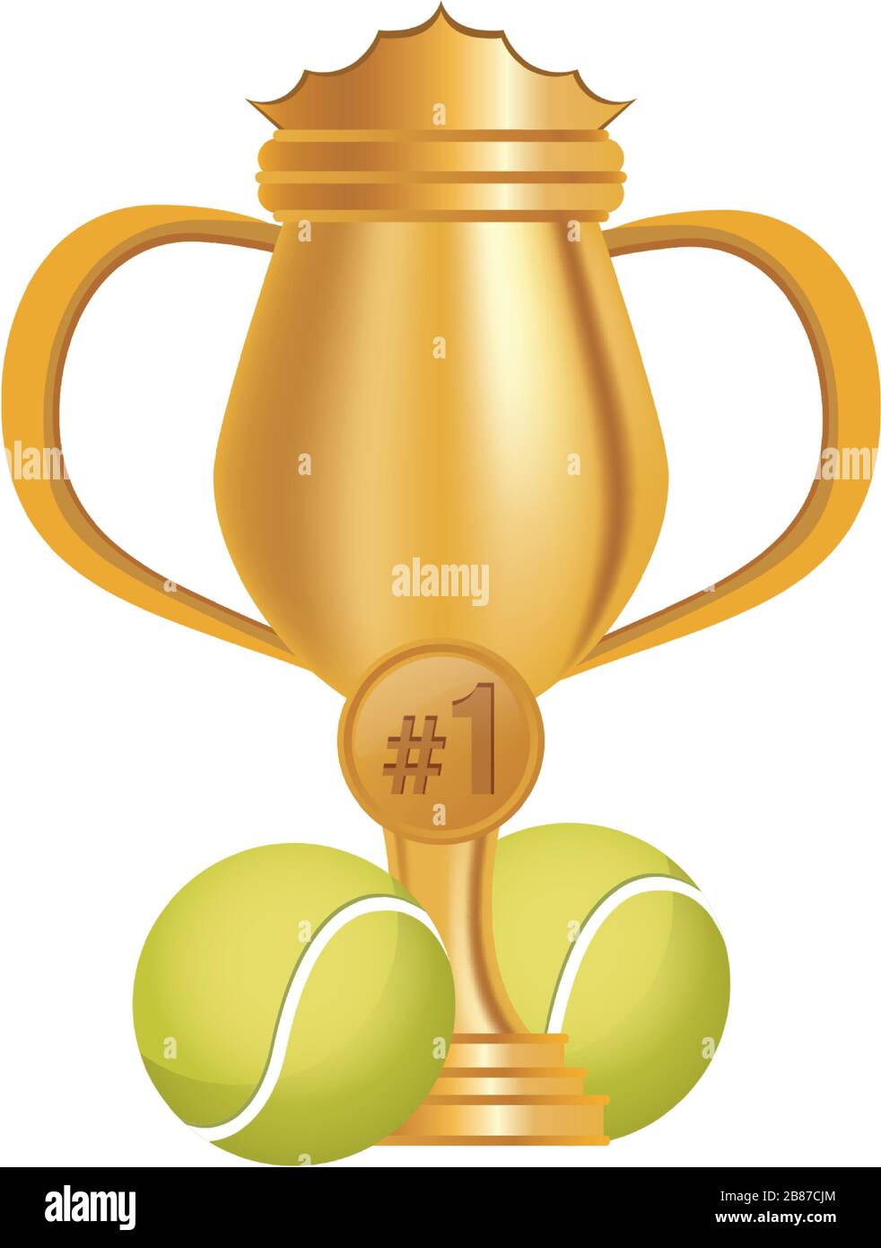 tennis balls with trophy cup sport equipment Stock Vector