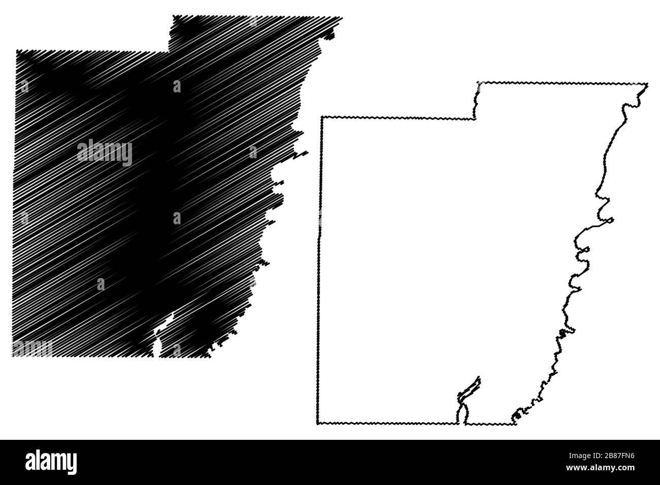 Calhoun County, Florida (U.S. county, United States of America,USA, U.S., US) map vector illustration, scribble sketch Calhoun map Stock Vector