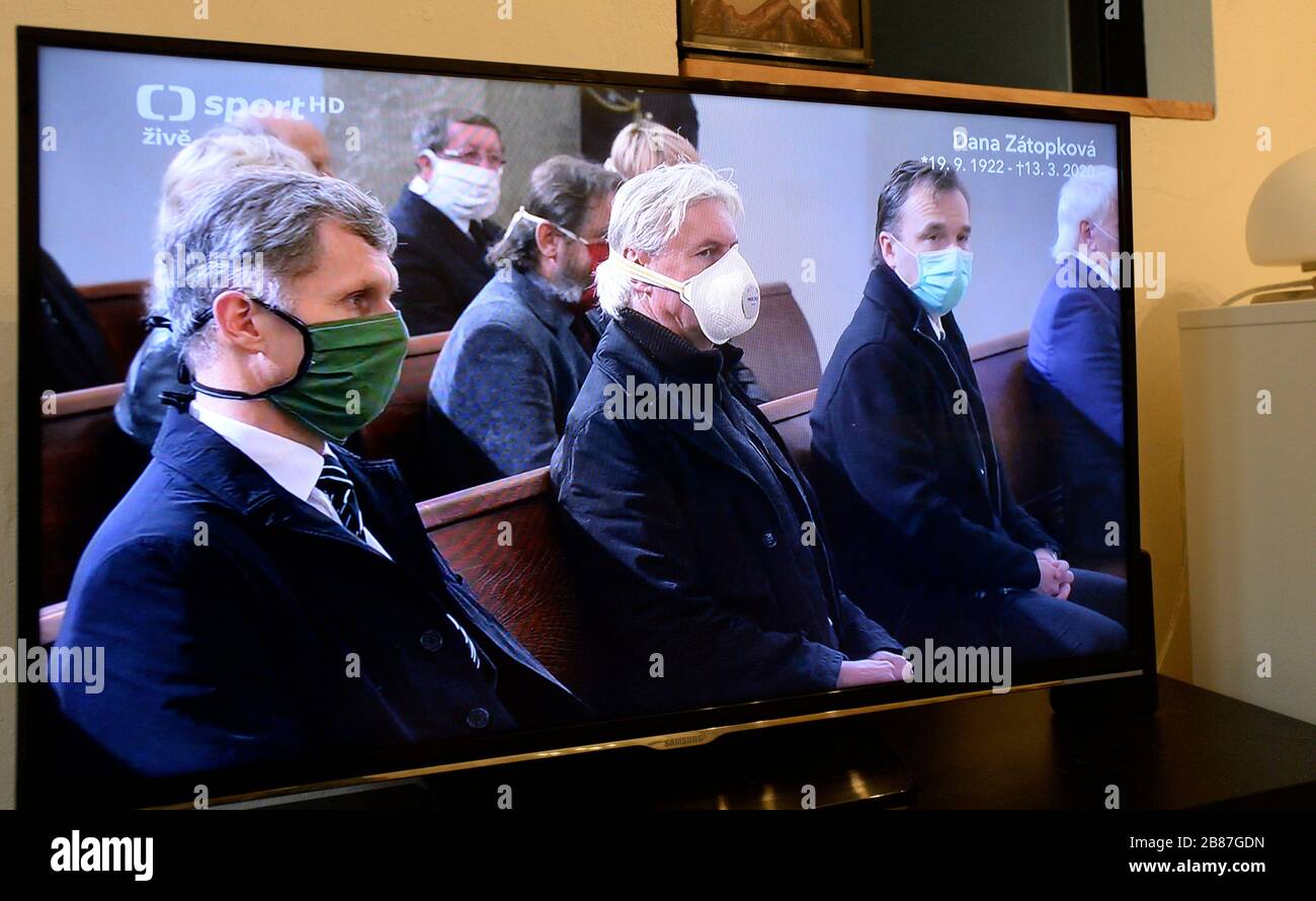The funeral of Czech athletic legend Dana Zatopkova, the 1952 Helsinki Olympics javelin throw