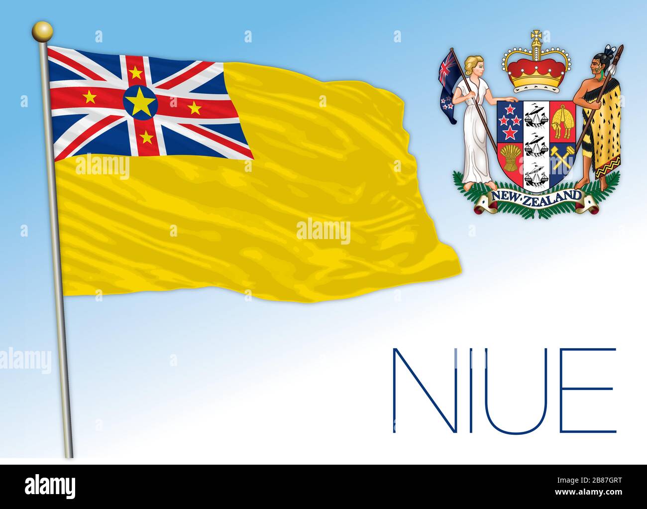Niue Island Official National Flag New Zealand Vector Illustration 