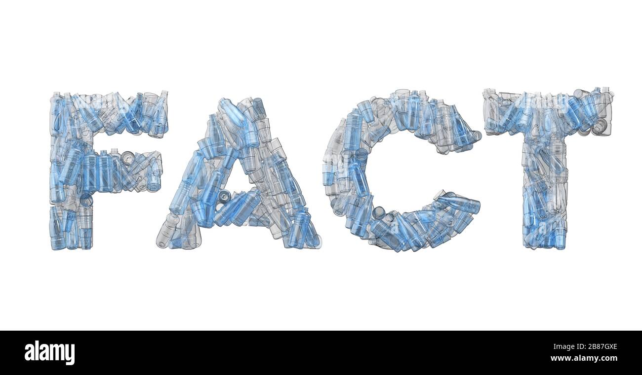 Fact word spelt out in empty plastic bottle font stock photo alamy