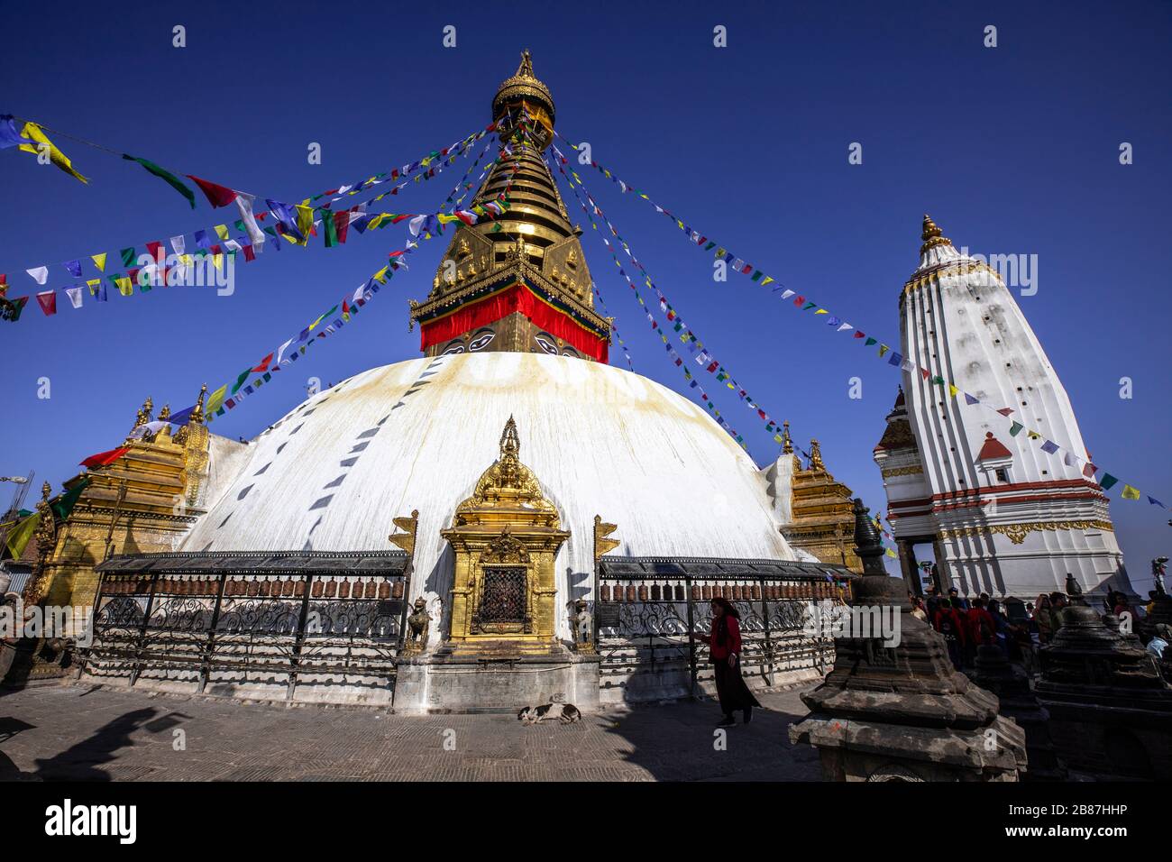 Swayambhunath Stupa aka Monkey Temple in Kathmandu, Nepal Stock Photo