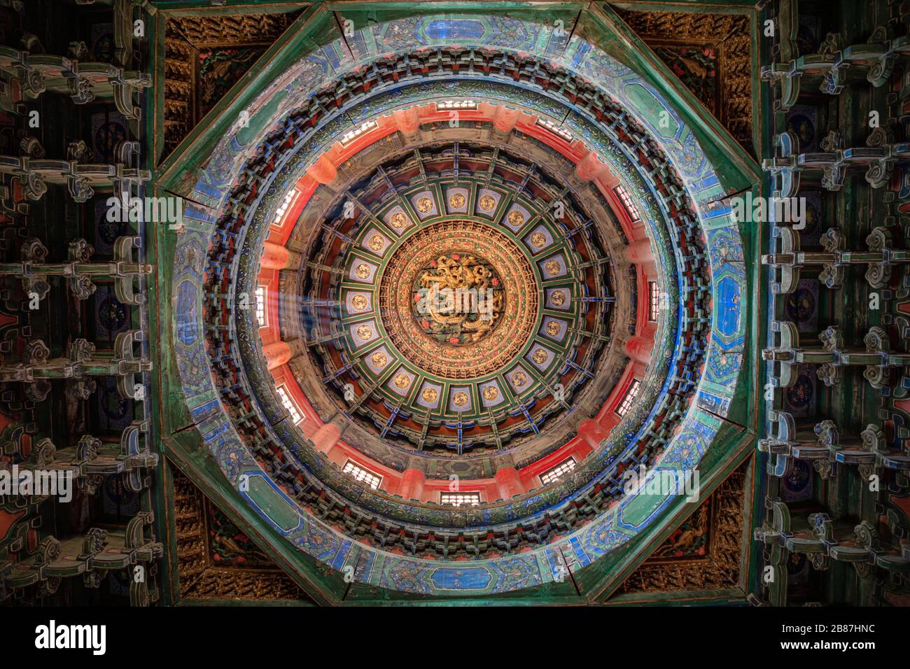 Autumn Pavilion Ceiling at Forbidden City in Beijing, China Stock Photo