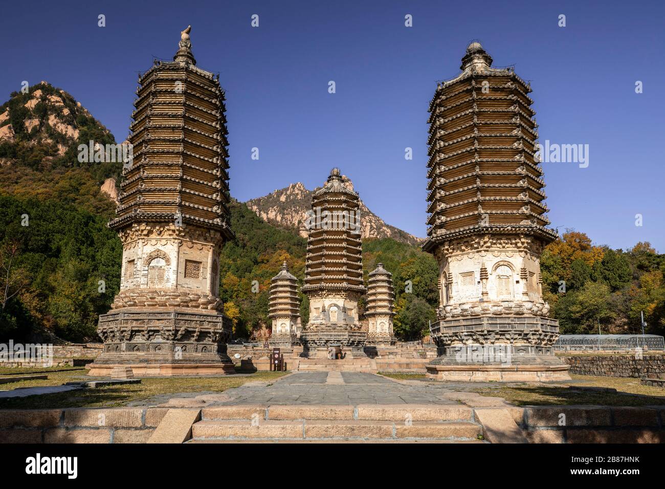 Yingshantalin Silver Mountain Pagoda forest outside of Beijing China Stock Photo