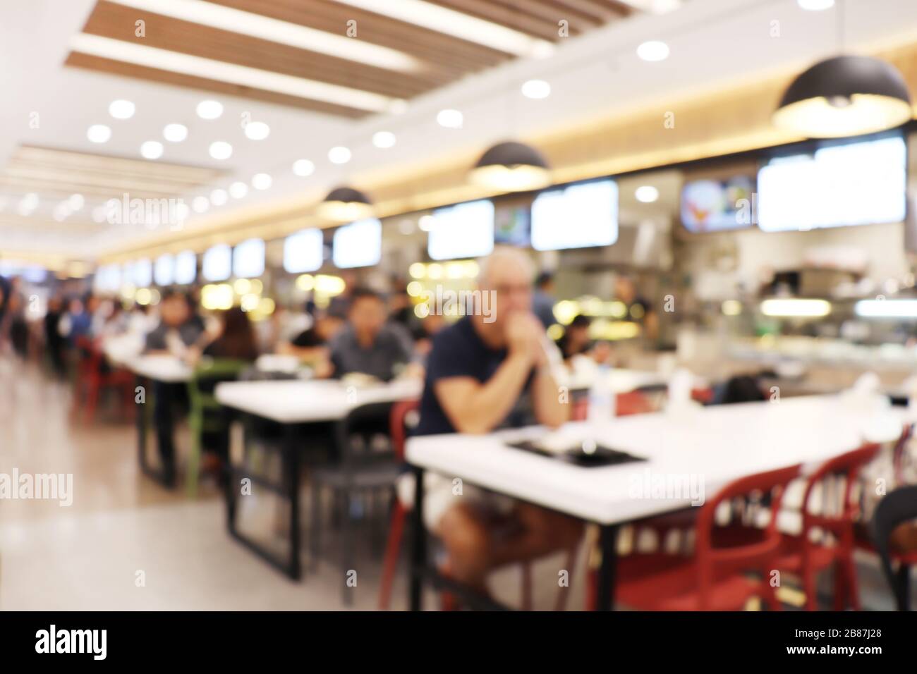 Blur image Canteen Dining Hall Room, A lot of people are eating food in