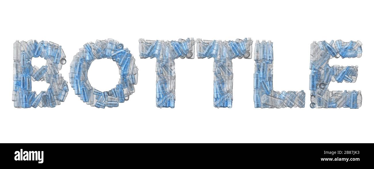 Bottle word spelt out in empty plastic bottle font Stock Photo Alamy