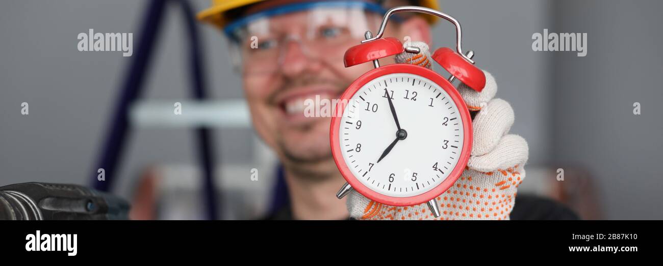 Happy enthusiastic construction worker Stock Photo