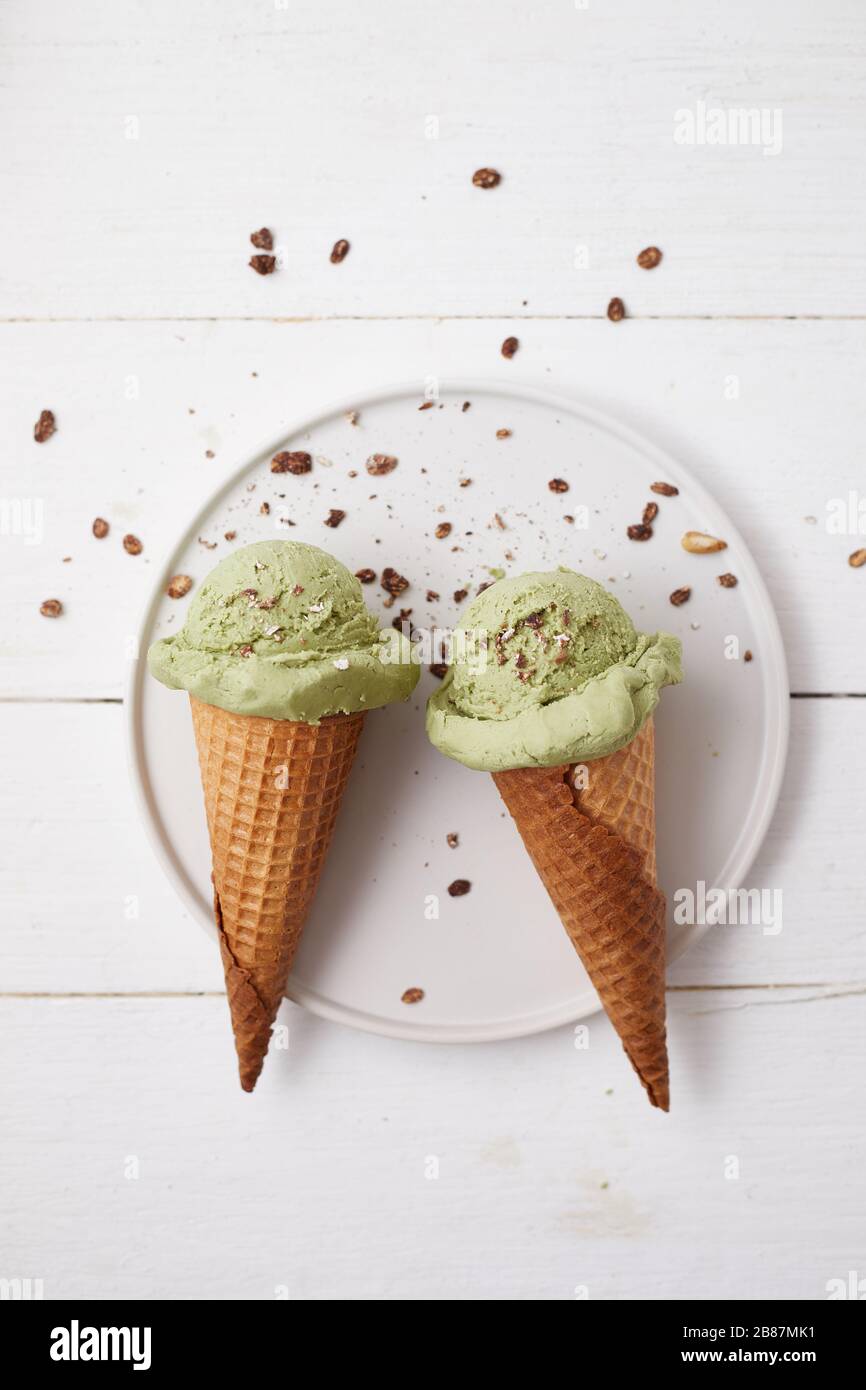 Homemade Green tea matcha ice cream Stock Photo - Alamy