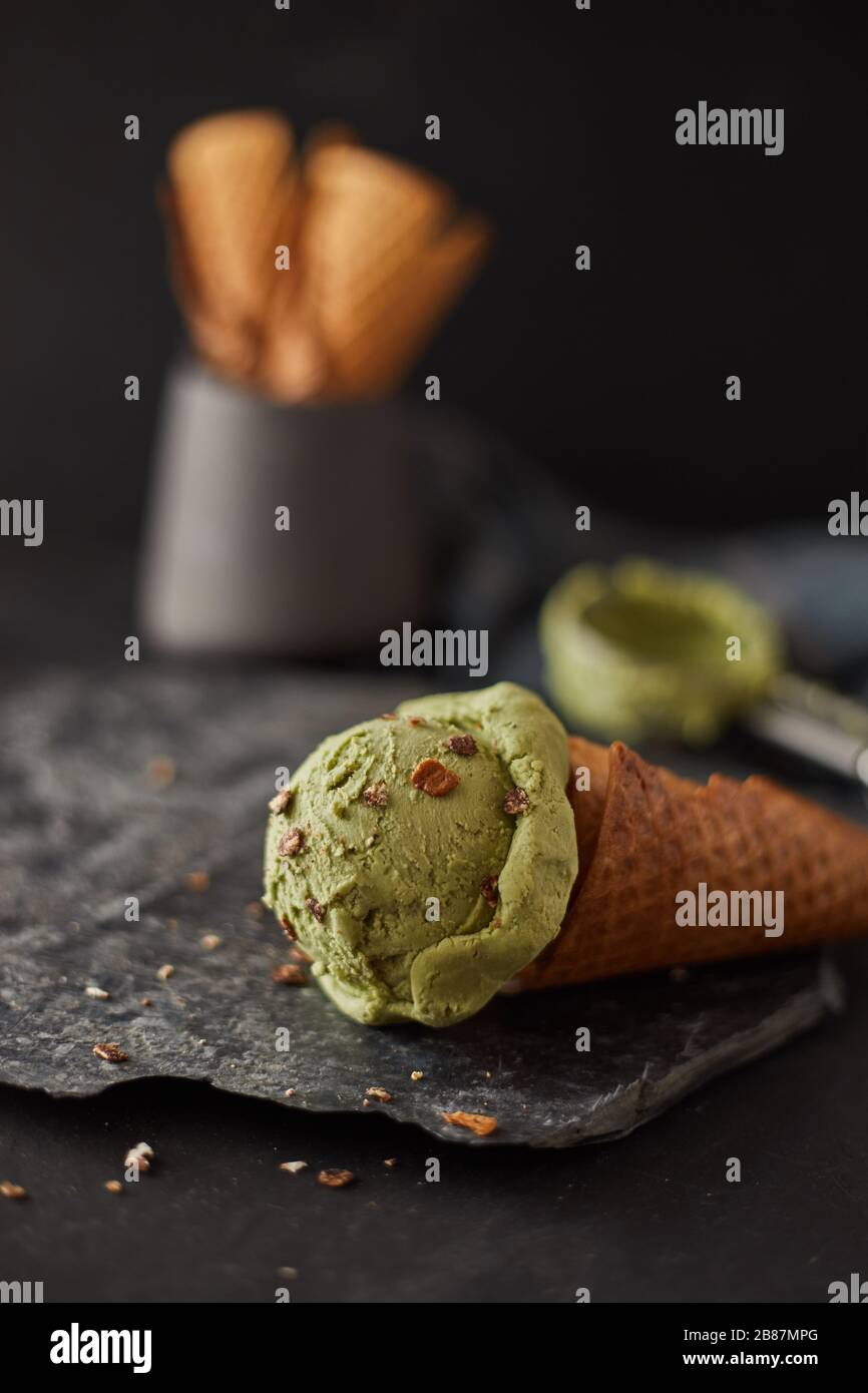 Homemade Green tea matcha ice cream Stock Photo - Alamy