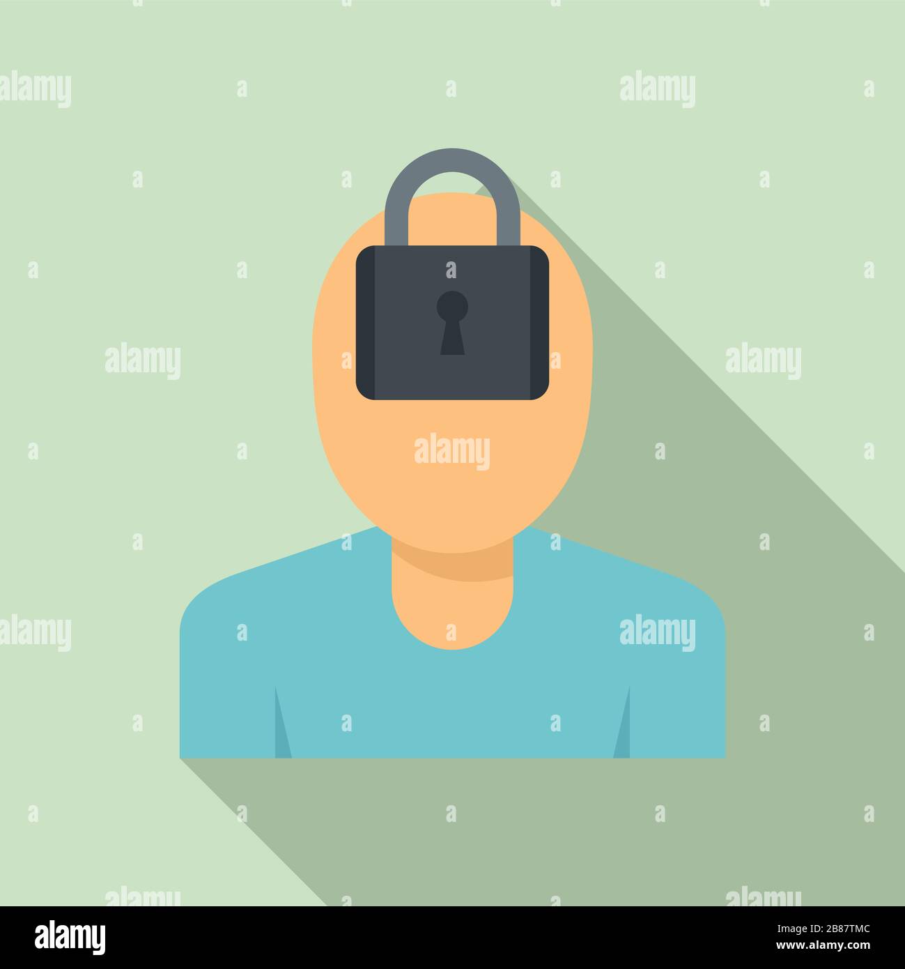 Mental person lock icon. Flat illustration of mental person lock vector icon for web design Stock Vector