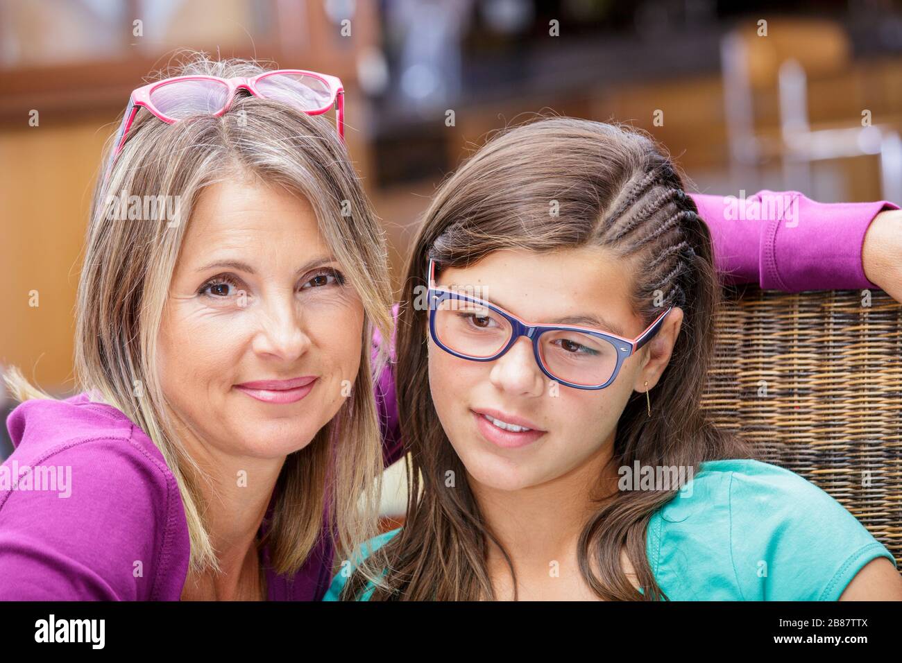 closeup on a smiling mother and her daughter Stock Photo
