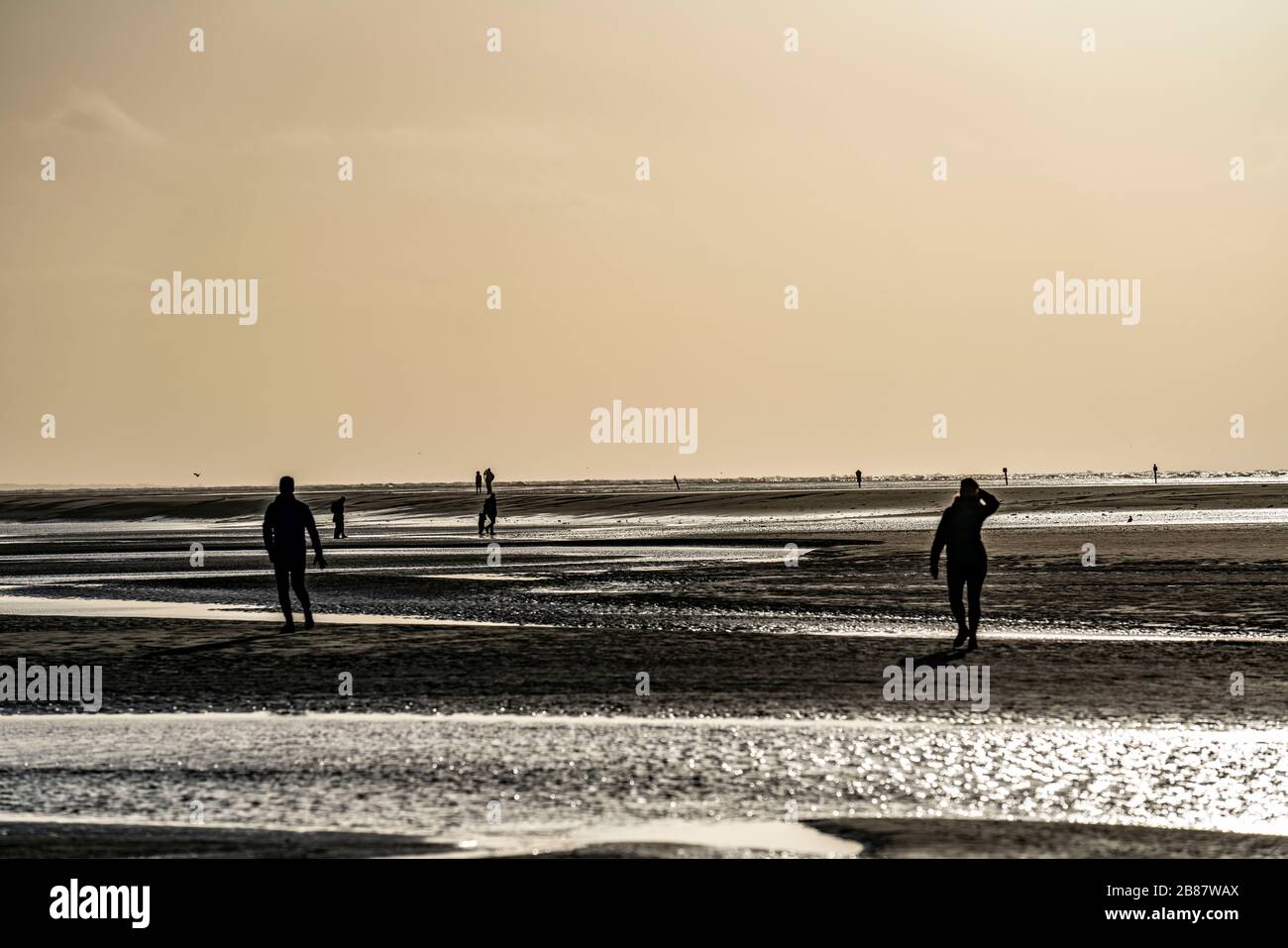 West beach, beach walk, beach, island, East Frisia, winter, season, autumn, Lower Saxony, Germany, Stock Photo
