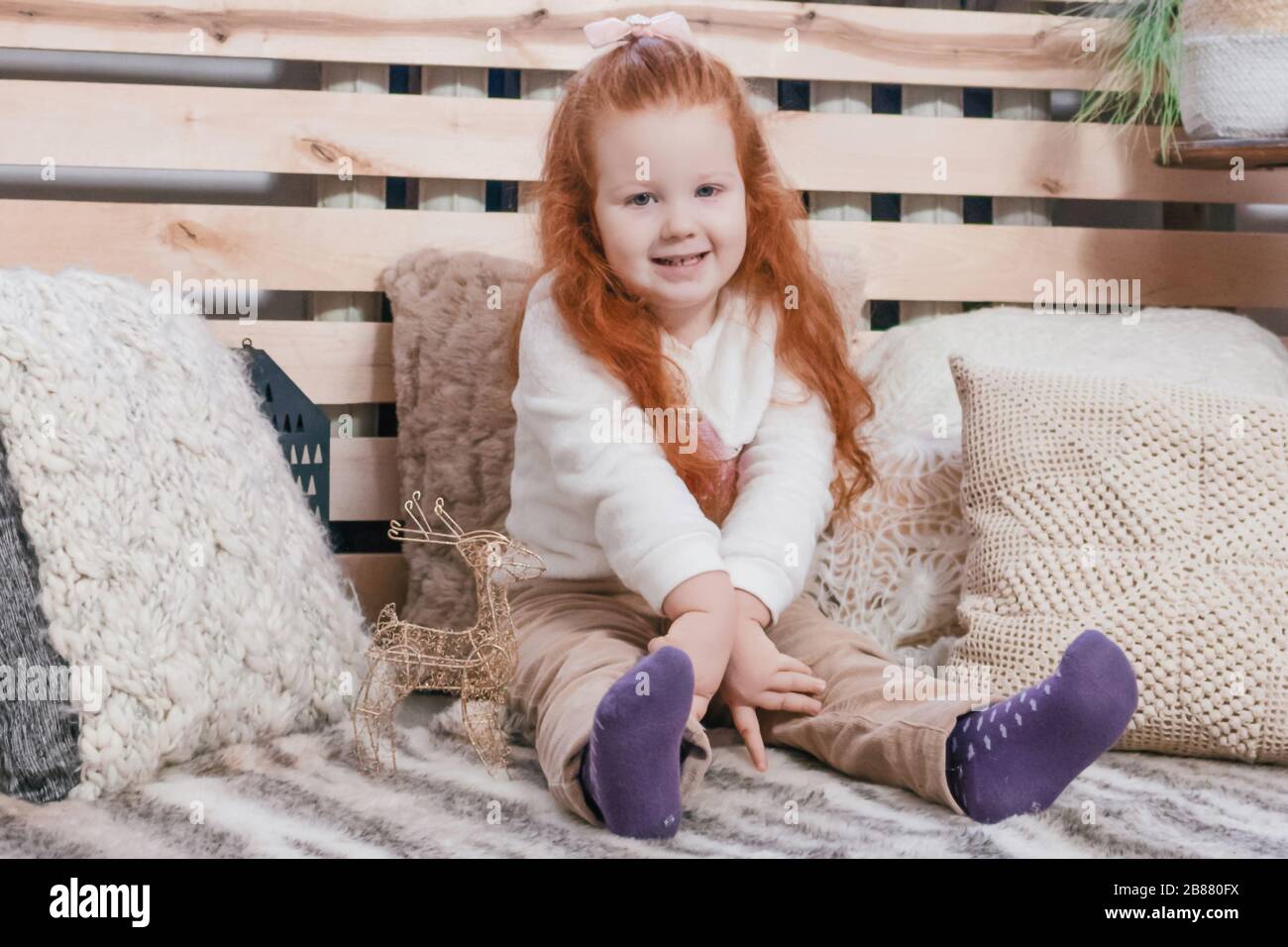 Christmas portrait of cute little girl photo Stock Photo