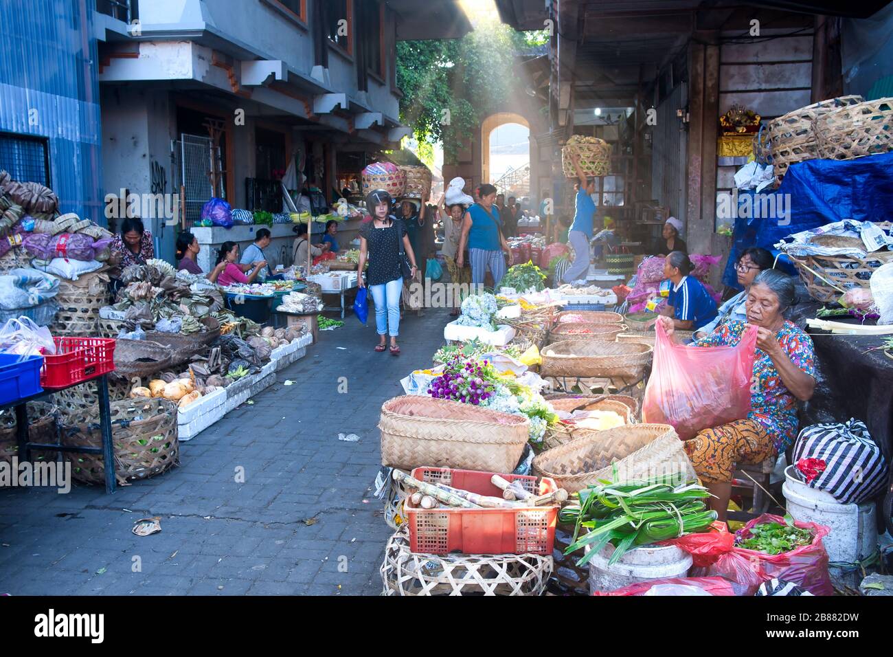 Indonesia Bali Ubud Morning Market. This Sunday Which Is Alive From The
