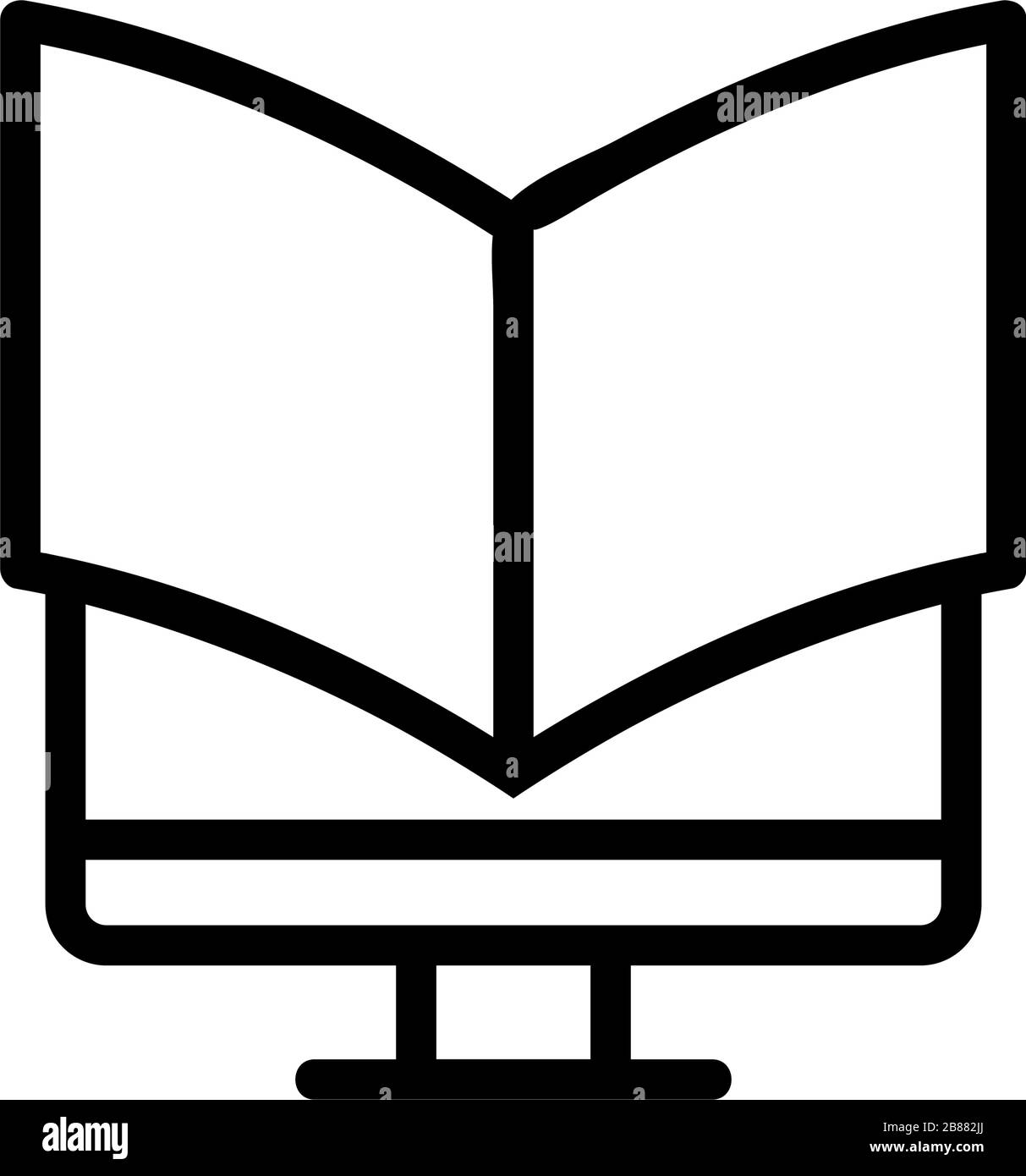 reading on the computer icon vector outline illustration Stock Vector ...