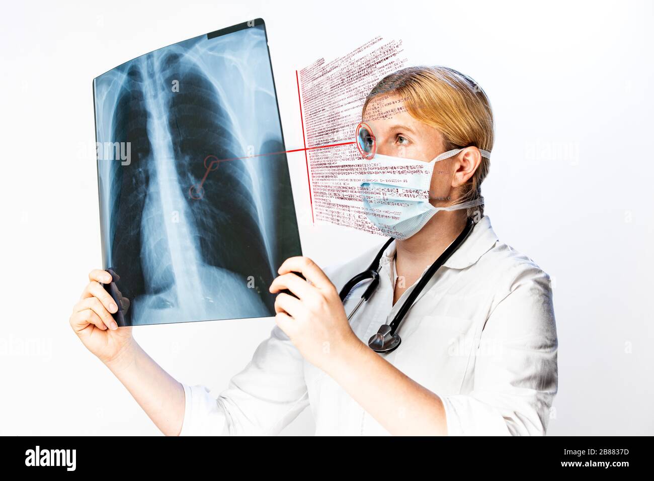 Digital Composing, Doctor looking at Xray image in augmented reality