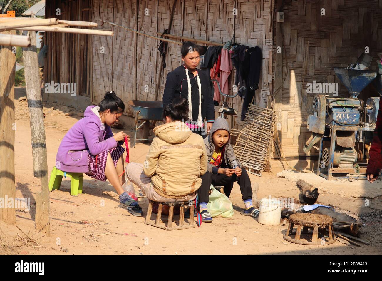 EVERY DAY LIFE IN A TRIBAL VILLAGE IN LUANG NAMTHA PROVINCE NORTHERN ...