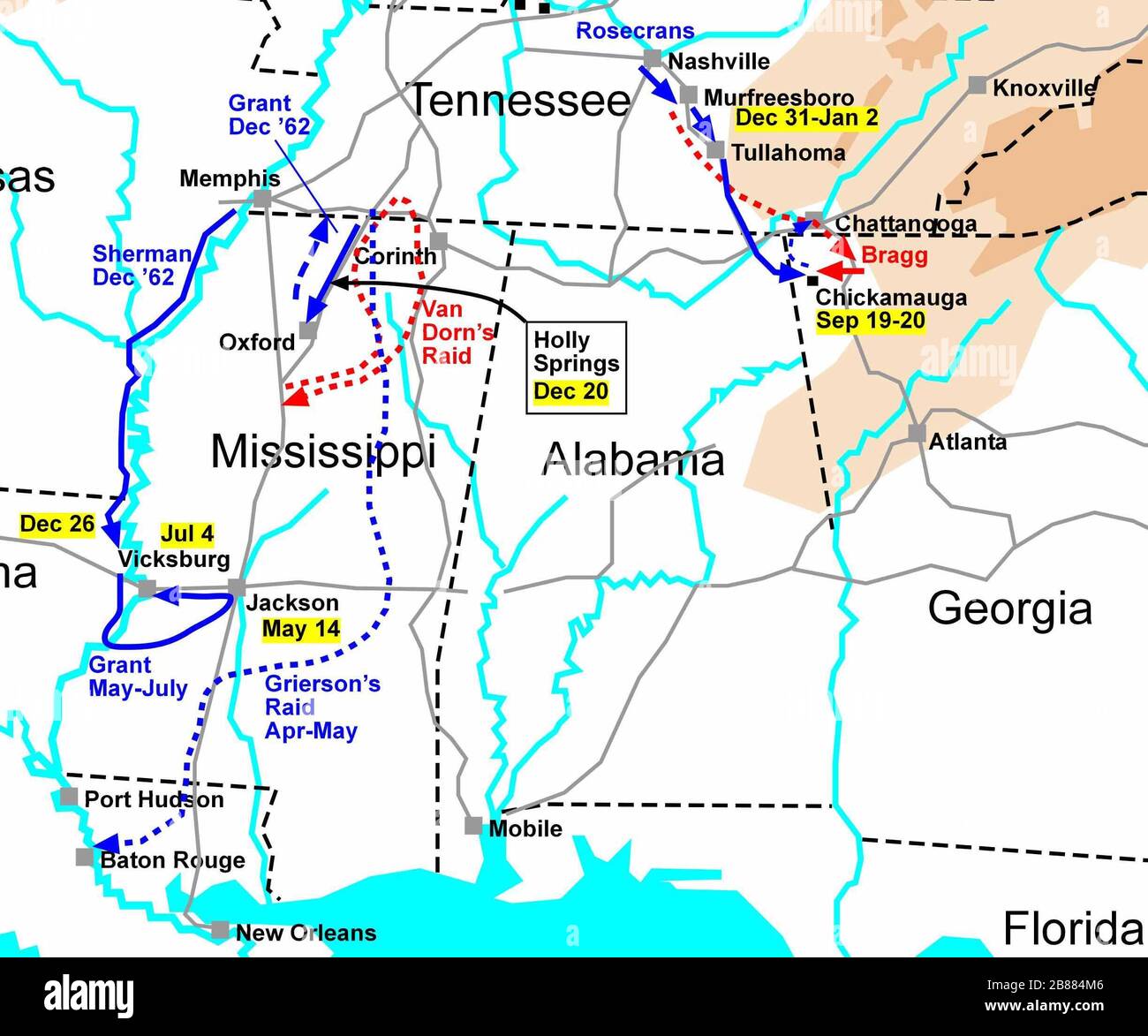 Civil war western theater map hi-res stock photography and images - Alamy