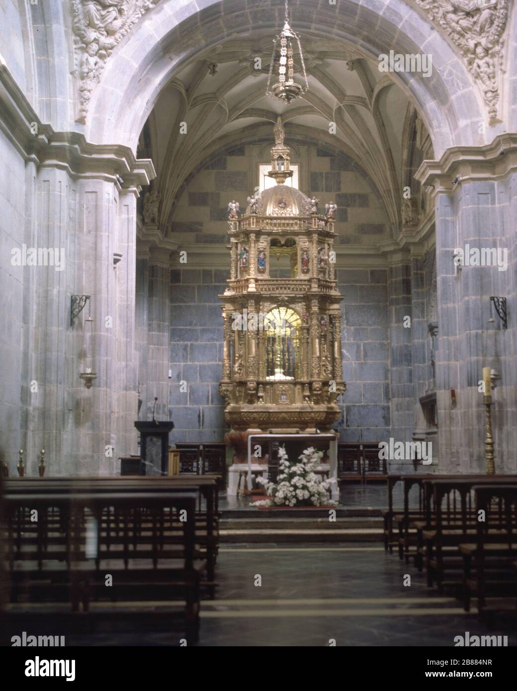 CAPILLA DEL LIGNUM CRUCIS CON LA RELIQUIA DEL MAYOR TROZO CONOCIDO DE LA CRUZ DE CRISTO- S XVIII. Author: MAESTRO PLAZA. Location: MONASTERIO DE SANTO TORIBIO. Liébana. SPAIN. Stock Photo