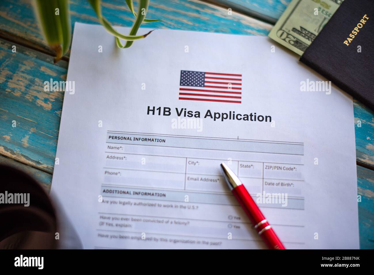 Filling application for the United State H1B visa application Stock Photo