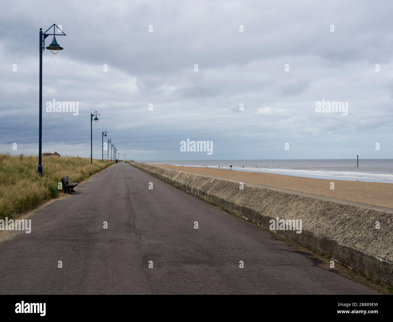 Along the promenade between Maplethorpe and Sutton on Sea, Lincolnshire, UK Stock Photo