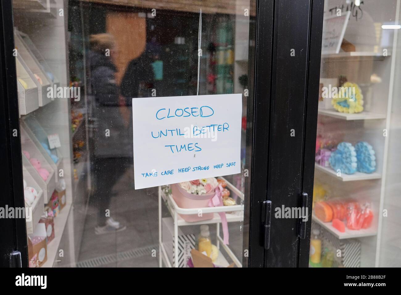 Camden Market, London, England - March 20, 2020: Closed until better times - a shop in Camden Market closes because of Coronavirus Stock Photo
