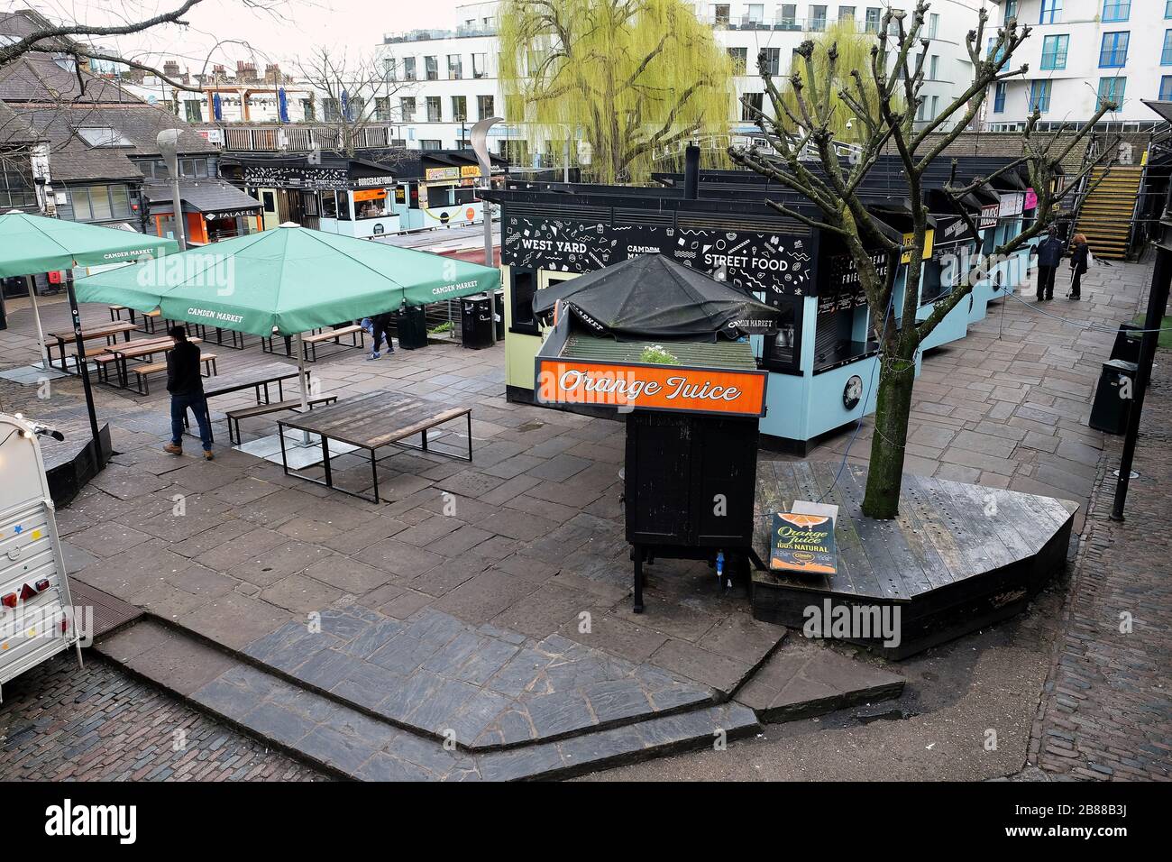 Camden Market, London, England - March 20, 2020: Tourists and shoppers stay away from Camden Market during the Coronavirus Pandemic Stock Photo