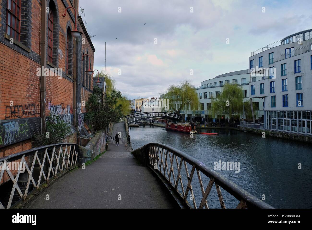 Camden Lock, London, England - March 20, 2020: Coronavirus grips Camden on Friday afternoon shoppers and tourist stay away in fear of catching the vir Stock Photo