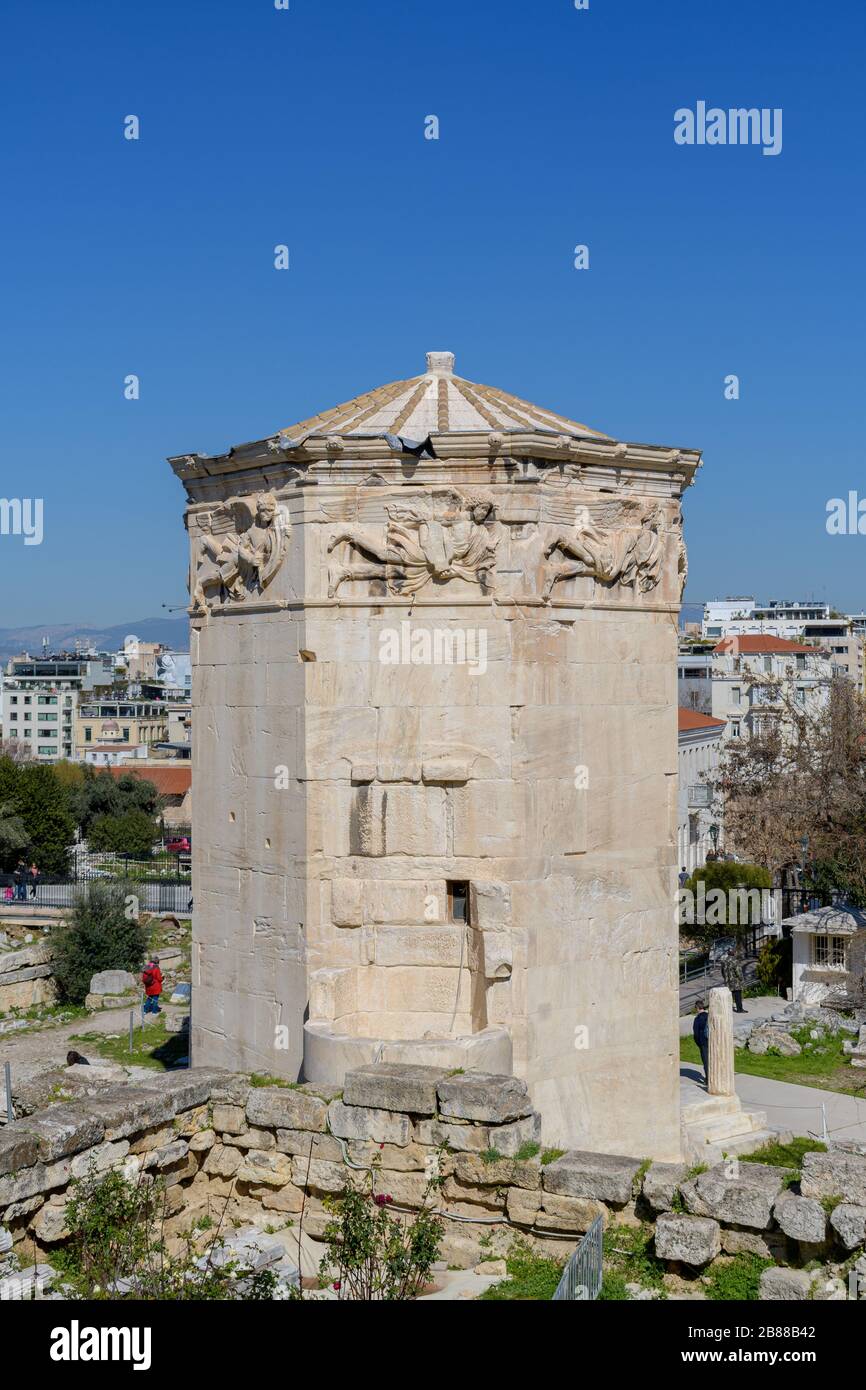 Bath house of the winds under the Acropolis hill, Athens, Greece Stock ...