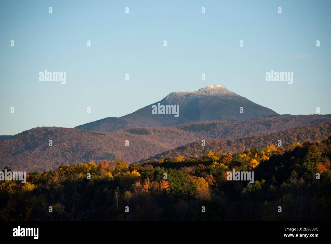 Camels Hump VT Fall early snow Stock Photo