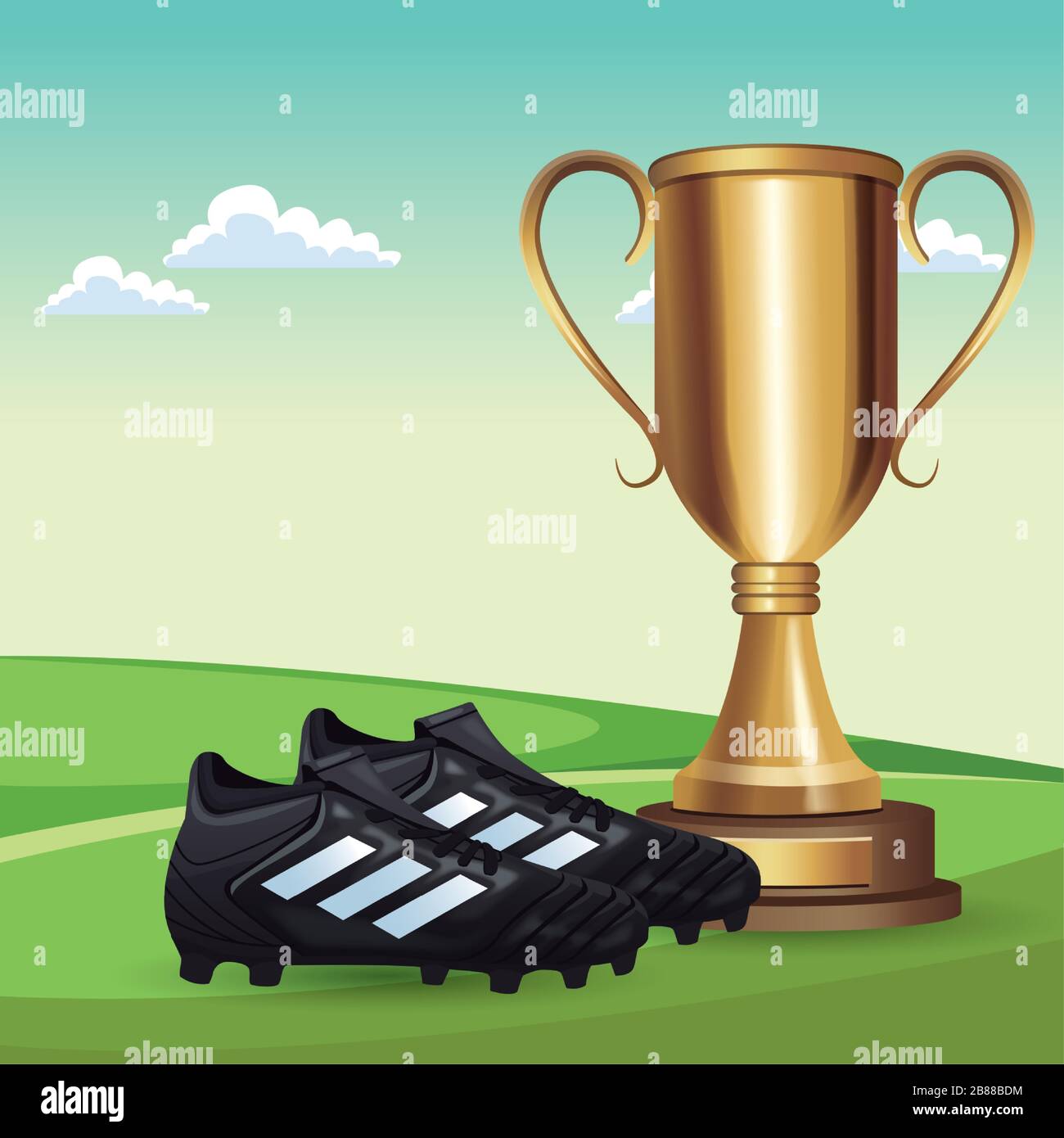 soccer sport shoes with trophy cup award Stock Vector Image & Art - Alamy