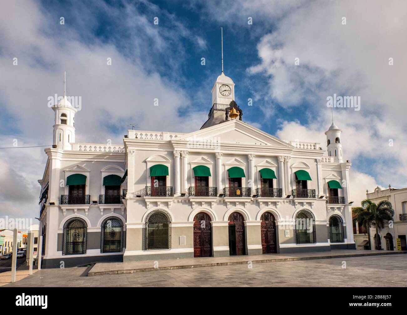 Palacio del Gobierno, Spanish Colonial Style, at Plaza de Armas in Villahermosa, Tabasco state, Mexico Stock Photo