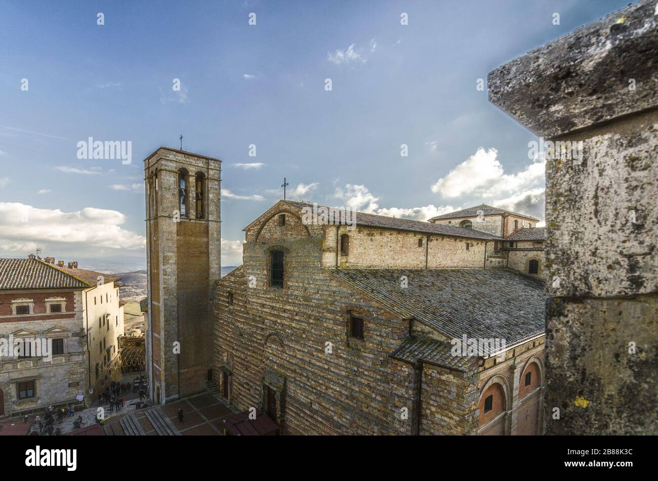 View of the Cathedral of Santa Maria Assunta in Montepulciano Stock Photo