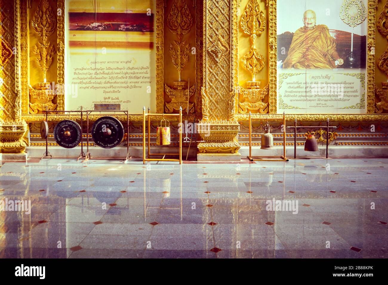 A hall in a Buddist temple Stock Photo