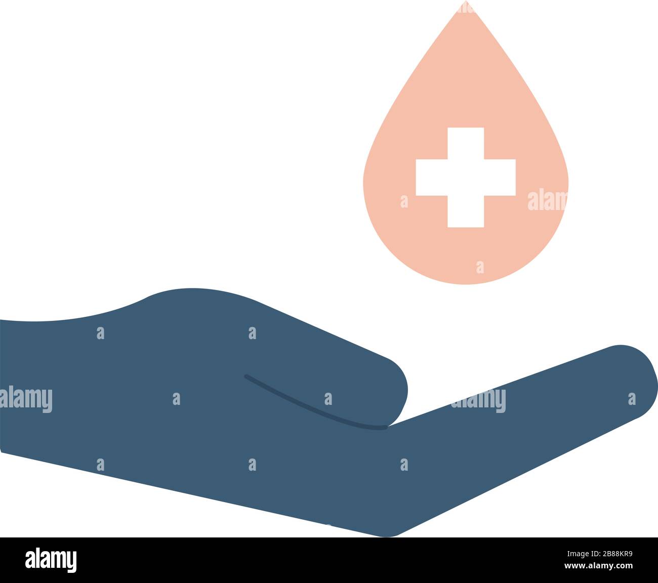 Isolated cross inside drop over hand flat style icon vector design ...