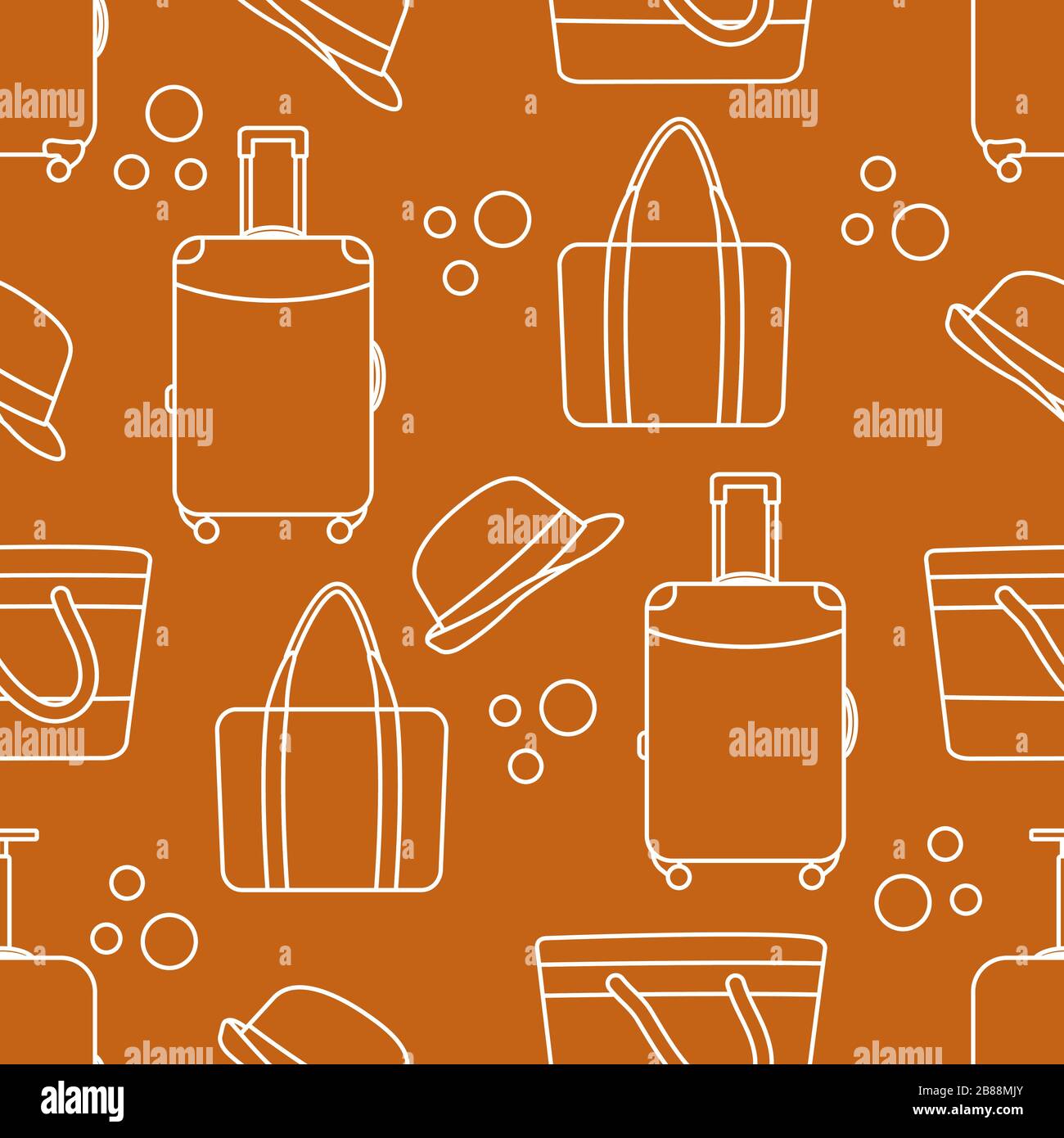 Vector travel seamless pattern Illustration with suitcase, sun hat ...