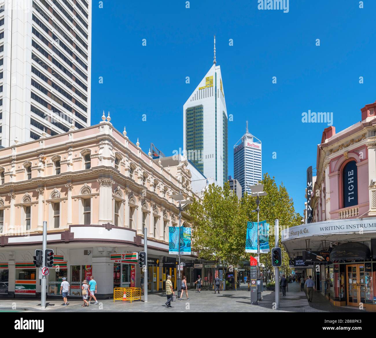 Hay Street Mall in downtown Perth, Western Australia, Australia Stock Photo