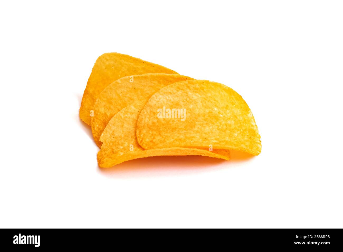 Yellow chips isolated on a white background Stock Photo - Alamy