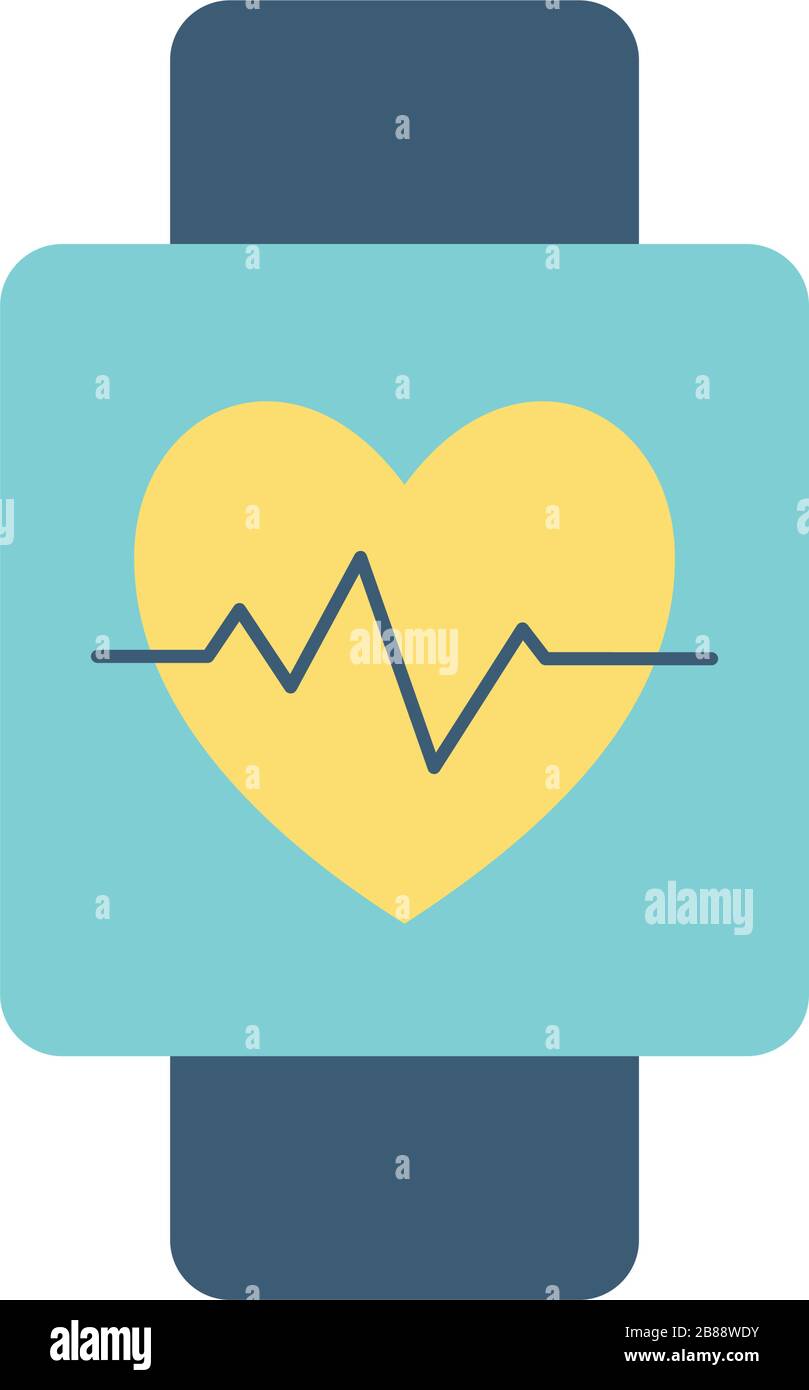Heart pulse inside smartwatch flat style icon vector design Stock ...