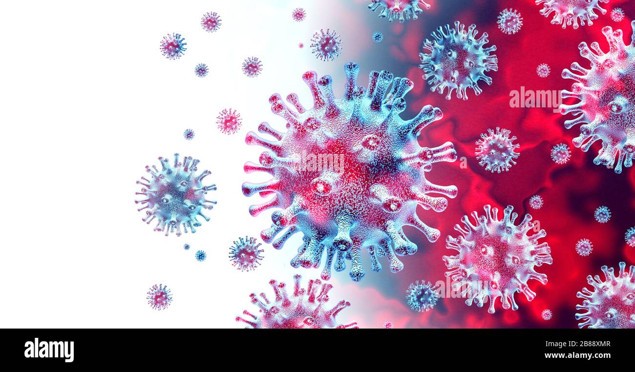 Coronavirus pandemic spread and outbreak or coronaviruses influenza background as dangerous flu strain cases as a pandemic medical health risk. Stock Photo