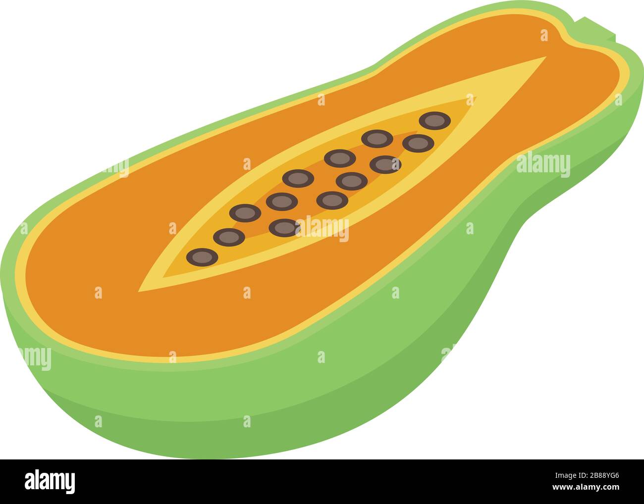 Half cutted papaya icon, isometric style Stock Vector